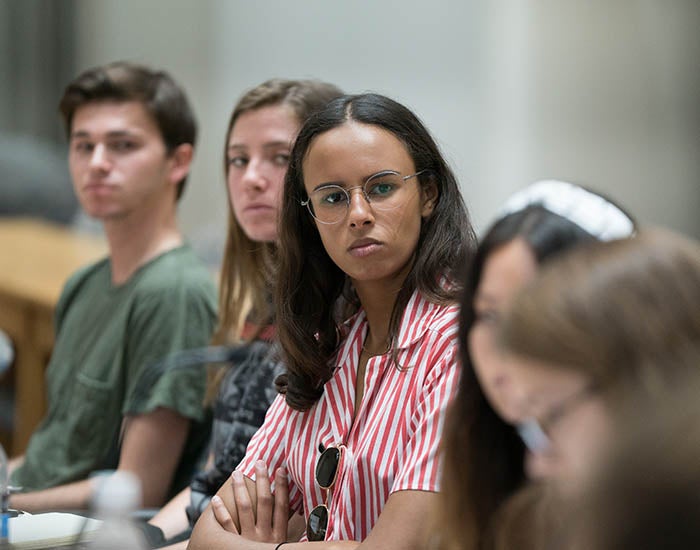 Students listening in class
